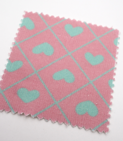 【25SS-007】ハート×チェックプリントコーデュロイ　/0.5ｙあたり=～935円