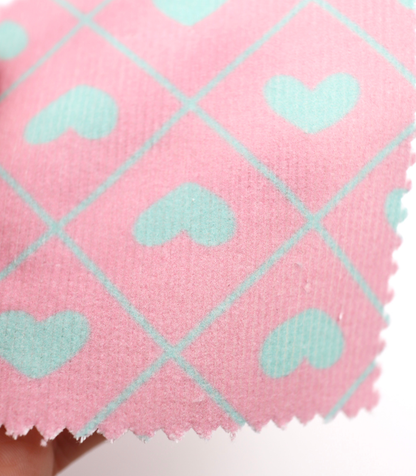 【25SS-007】ハート×チェックプリントコーデュロイ　/0.5ｙあたり=～935円