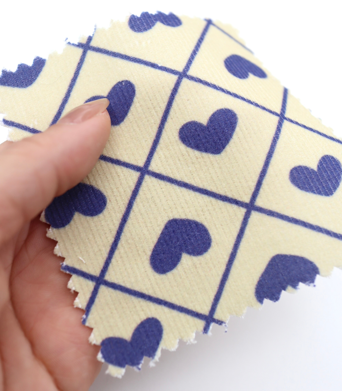 【25SS-007】ハート×チェックプリントコーデュロイ　/0.5ｙあたり=～935円