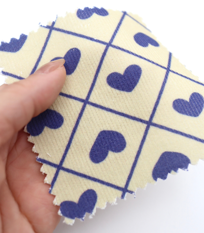 【25SS-007】ハート×チェックプリントコーデュロイ　/0.5ｙあたり=～935円