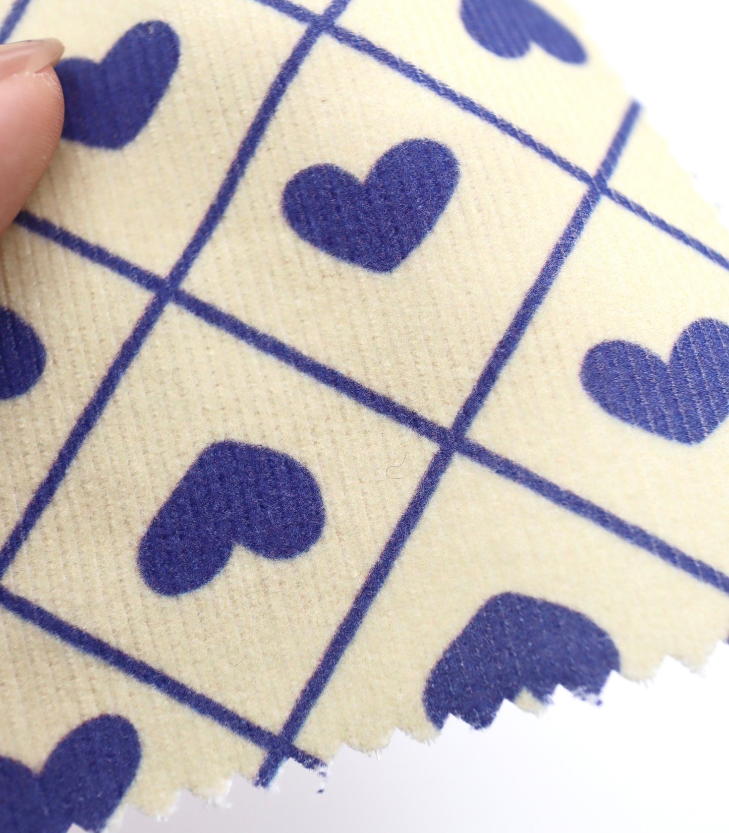 【25SS-007】ハート×チェックプリントコーデュロイ　/0.5ｙあたり=～935円