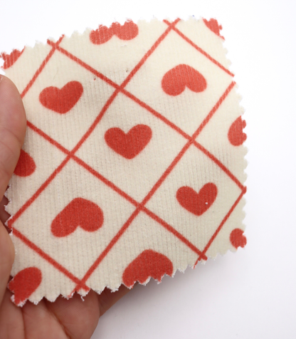 【25SS-007】ハート×チェックプリントコーデュロイ　/0.5ｙあたり=～935円