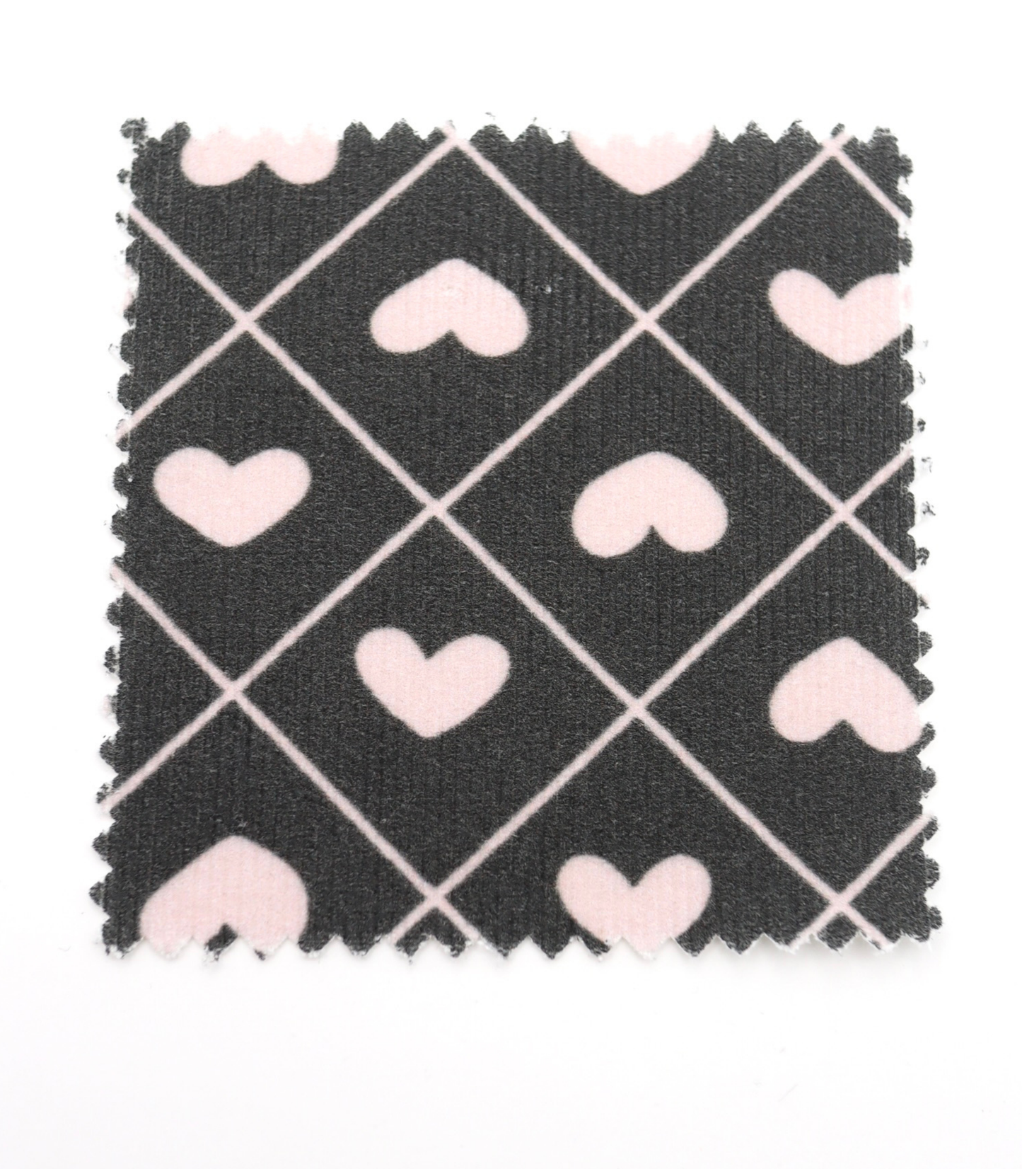 【25SS-007】ハート×チェックプリントコーデュロイ　/0.5ｙあたり=～935円