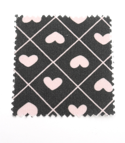 【25SS-007】ハート×チェックプリントコーデュロイ　/0.5ｙあたり=～935円