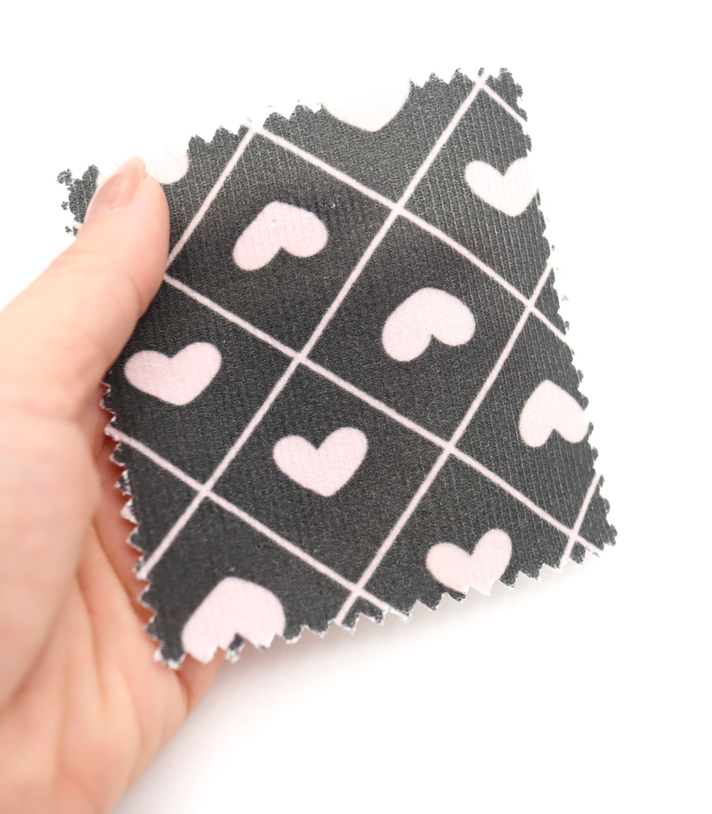 【25SS-007】ハート×チェックプリントコーデュロイ　/0.5ｙあたり=～935円