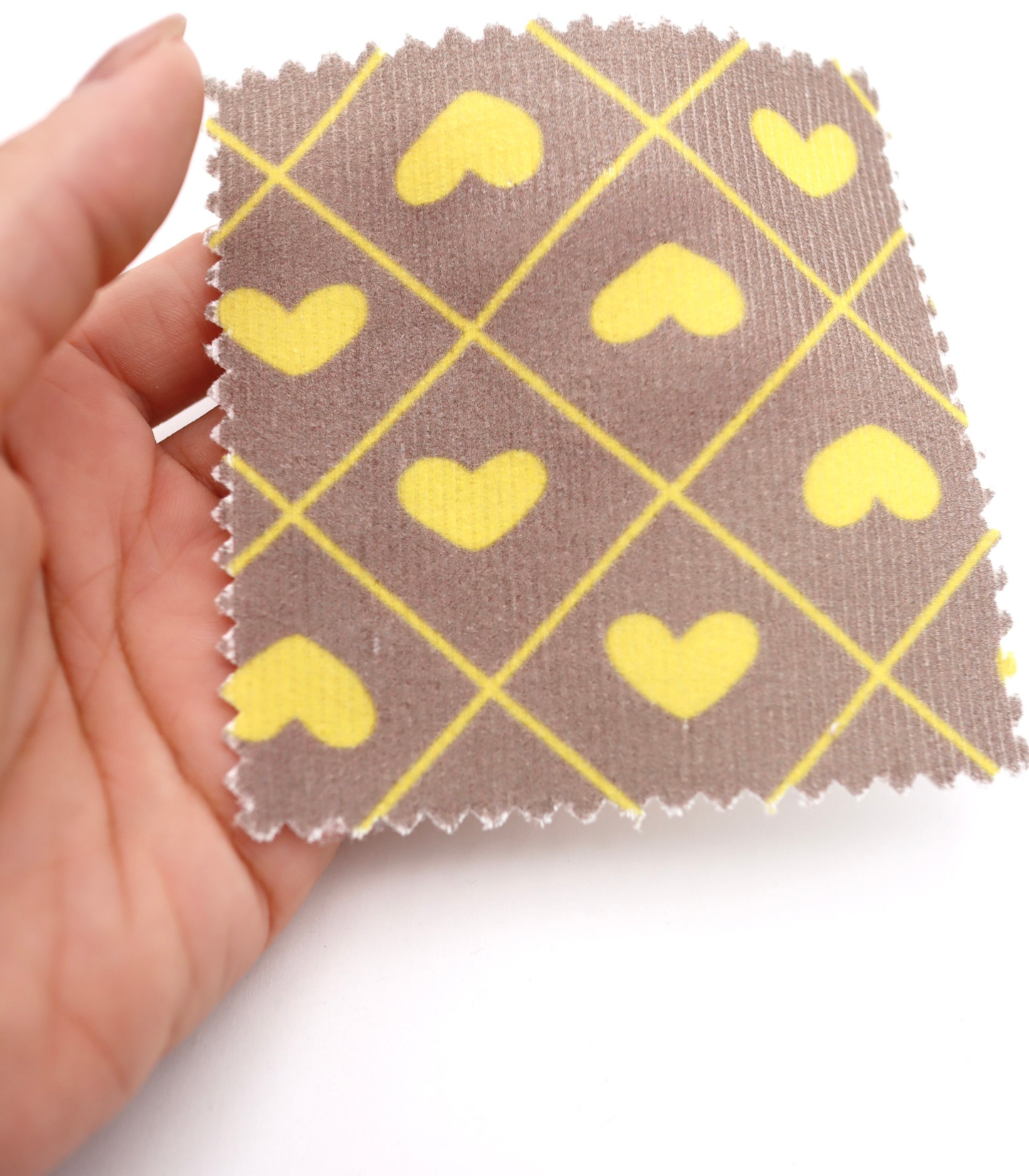 【25SS-007】ハート×チェックプリントコーデュロイ　/0.5ｙあたり=～935円