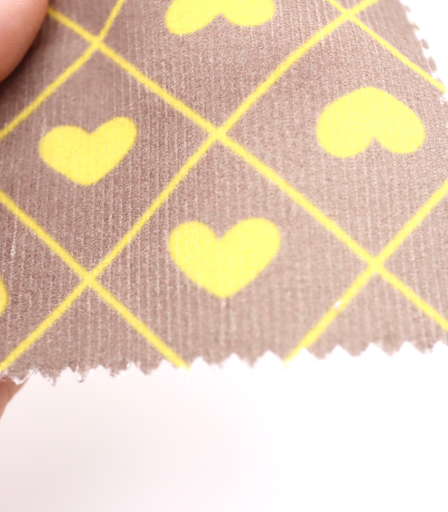 【25SS-007】ハート×チェックプリントコーデュロイ　/0.5ｙあたり=～935円