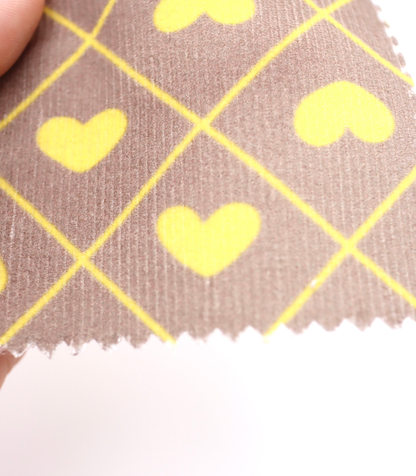 【25SS-007】ハート×チェックプリントコーデュロイ　/0.5ｙあたり=～935円