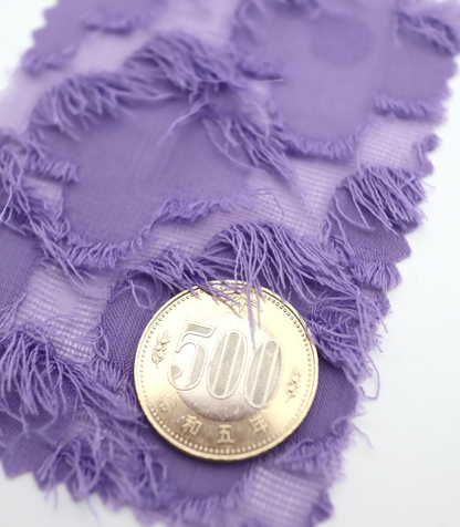 【25SS-379】フリンジトリミングフラワージャガードシフォン　/0.5ｙあたり = ～860円