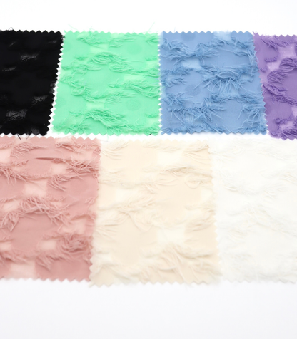 【25SS-379】フリンジトリミングフラワージャガードシフォン　/0.5ｙあたり = ～860円