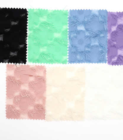 【25SS-379】フリンジトリミングフラワージャガードシフォン　/0.5ｙあたり = ～860円