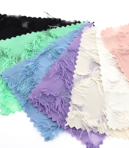 【25SS-379】フリンジトリミングフラワージャガードシフォン　/0.5ｙあたり = ～860円