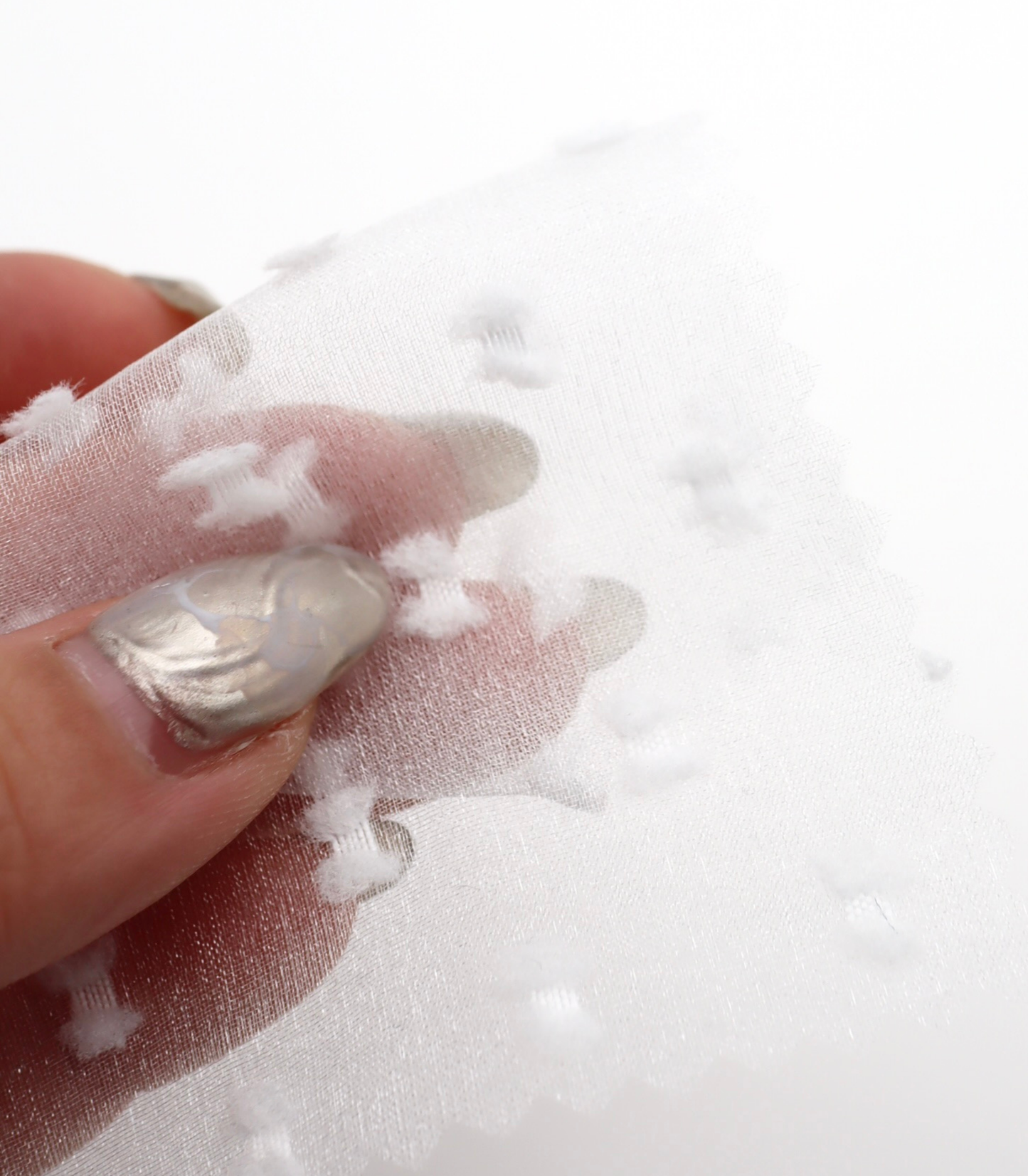 【25SS-375】フリンジドットジャガードシボオーガンジー　/0.5ｙあたり = ～715円