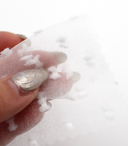 【25SS-375】フリンジドットジャガードシボオーガンジー　/0.5ｙあたり = ～715円