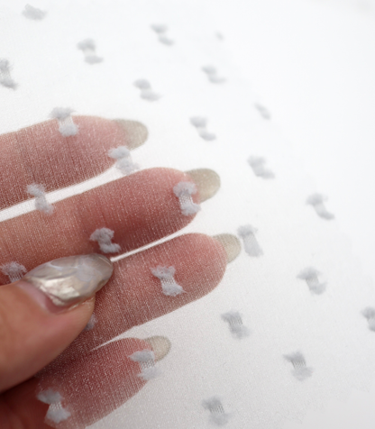 【25SS-375】フリンジドットジャガードシボオーガンジー　/0.5ｙあたり = ～715円