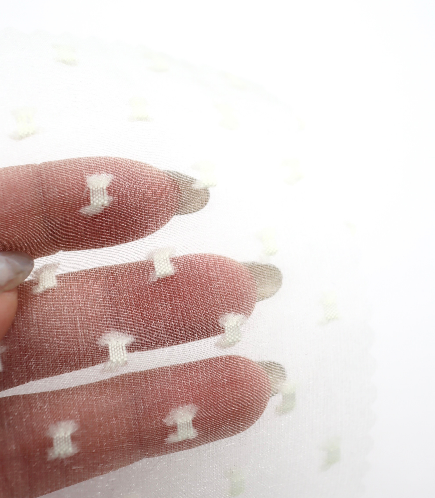 【25SS-375】フリンジドットジャガードシボオーガンジー　/0.5ｙあたり = ～715円