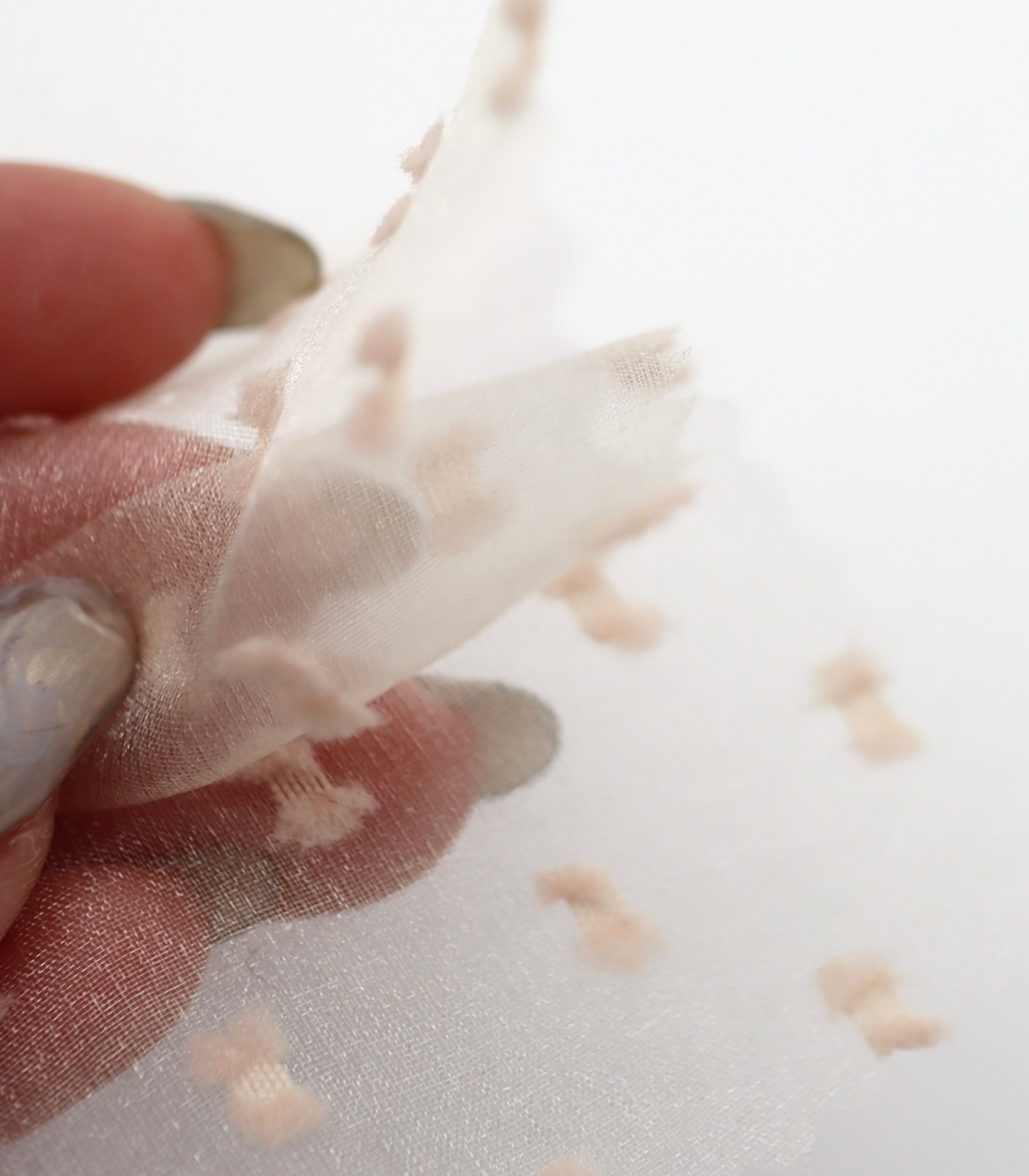 【25SS-375】フリンジドットジャガードシボオーガンジー　/0.5ｙあたり = ～715円