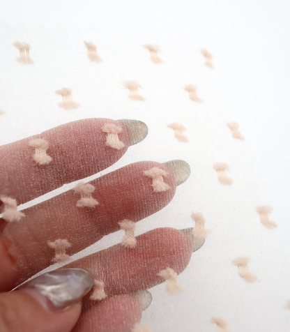 【25SS-375】フリンジドットジャガードシボオーガンジー　/0.5ｙあたり = ～715円