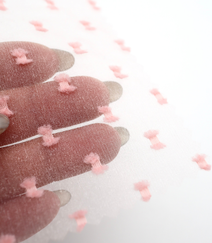 【25SS-375】フリンジドットジャガードシボオーガンジー　/0.5ｙあたり = ～715円