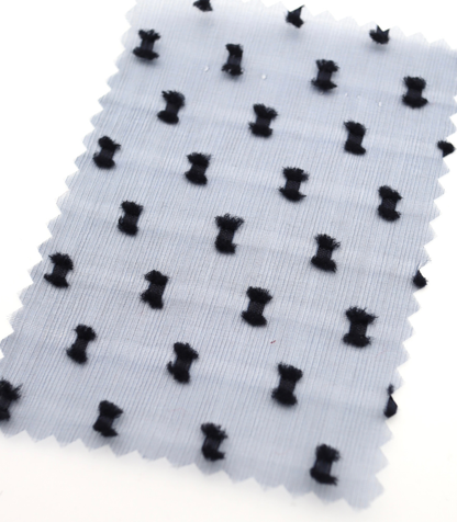 【25SS-375】フリンジドットジャガードシボオーガンジー　/0.5ｙあたり = ～715円