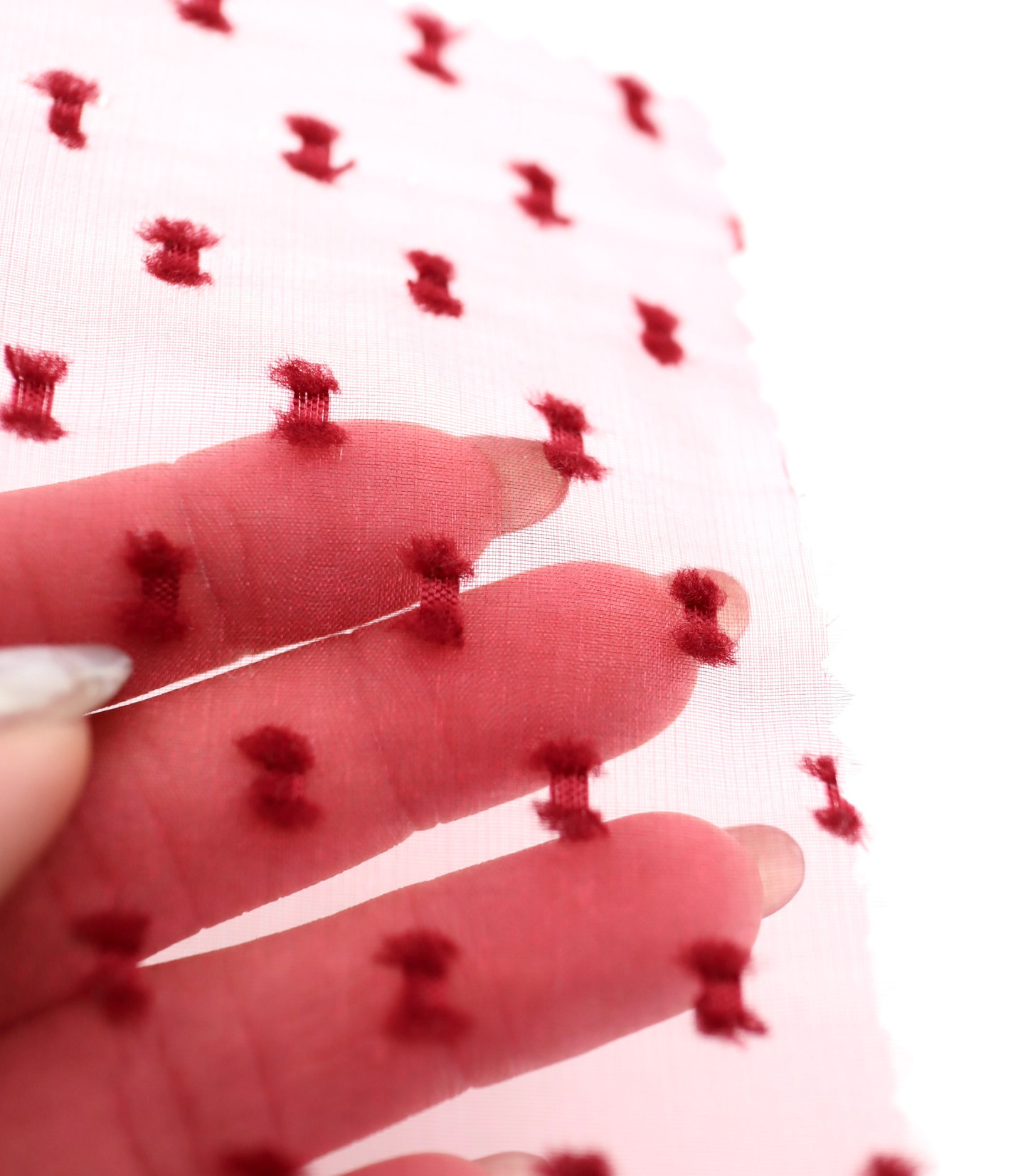 【25SS-375】フリンジドットジャガードシボオーガンジー　/0.5ｙあたり = ～715円