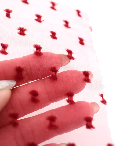 【25SS-375】フリンジドットジャガードシボオーガンジー　/0.5ｙあたり = ～715円