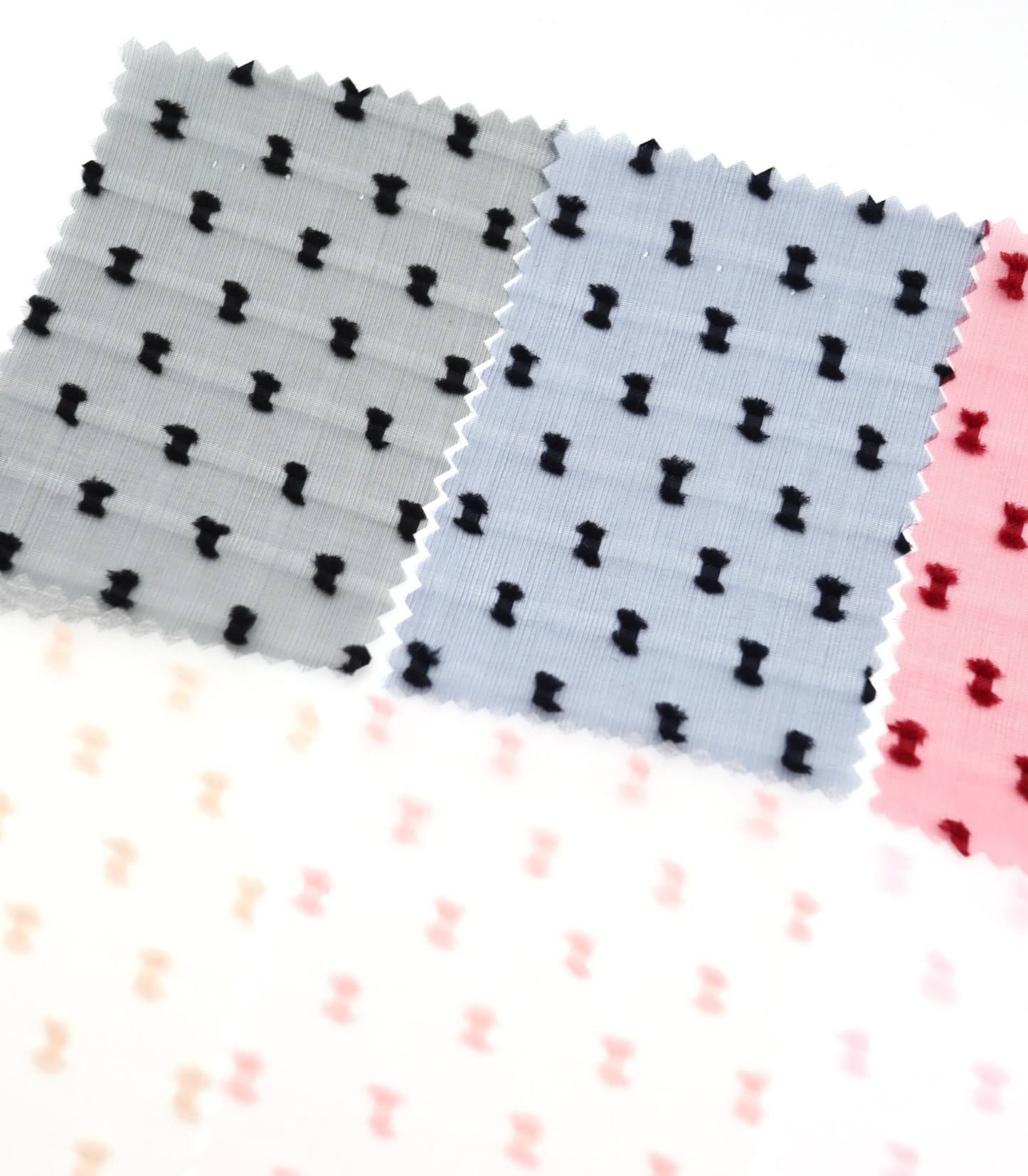 【25SS-375】フリンジドットジャガードシボオーガンジー　/0.5ｙあたり = ～715円