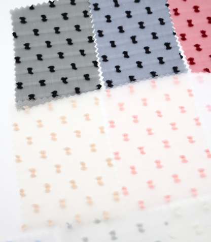 【25SS-375】フリンジドットジャガードシボオーガンジー　/0.5ｙあたり = ～715円