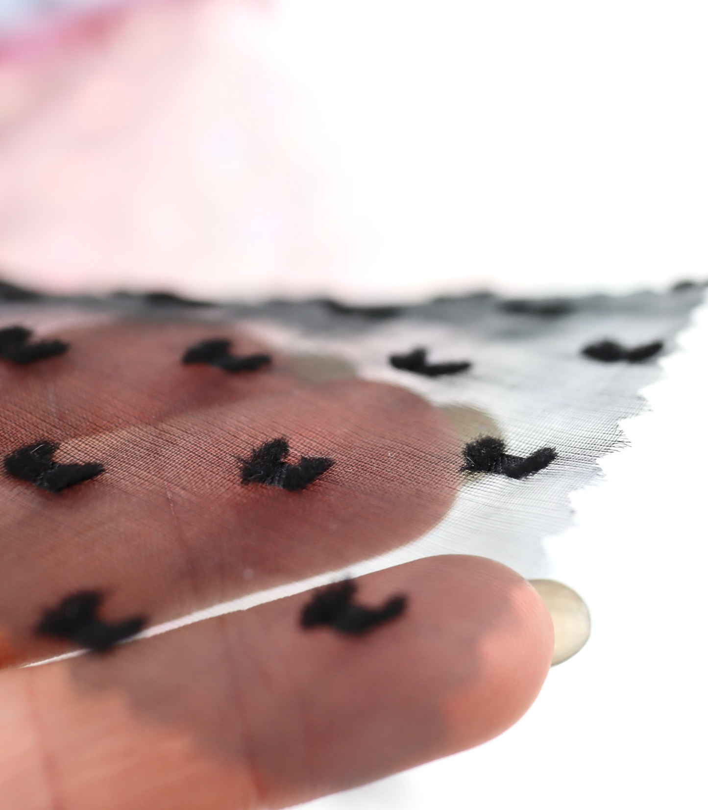 【25SS-375】フリンジドットジャガードシボオーガンジー　/0.5ｙあたり = ～715円