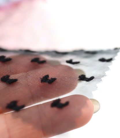 【25SS-375】フリンジドットジャガードシボオーガンジー　/0.5ｙあたり = ～715円