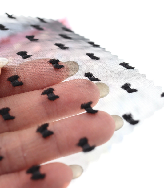 【25SS-375】フリンジドットジャガードシボオーガンジー　/0.5ｙあたり = ～715円