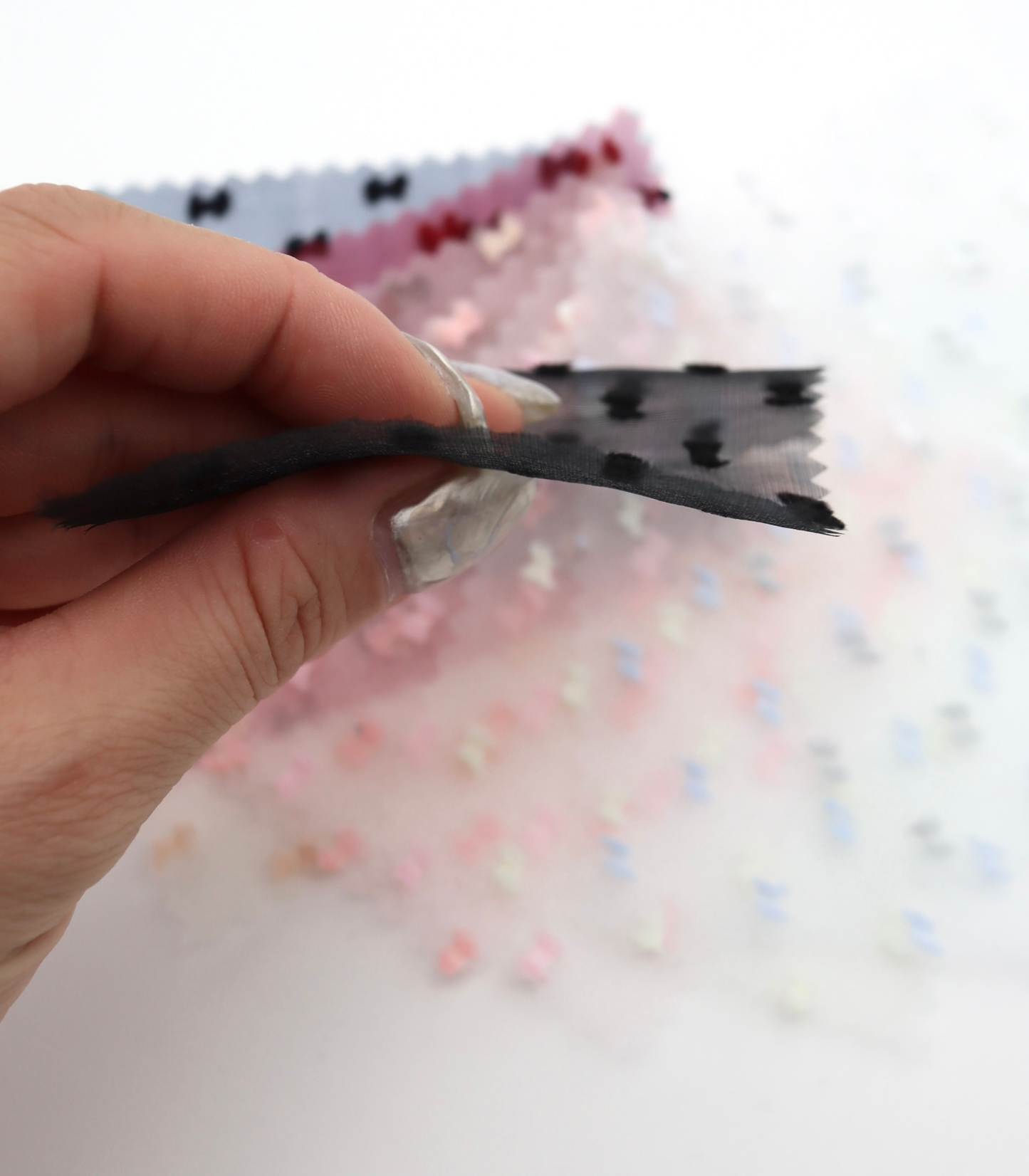 【25SS-375】フリンジドットジャガードシボオーガンジー　/0.5ｙあたり = ～715円