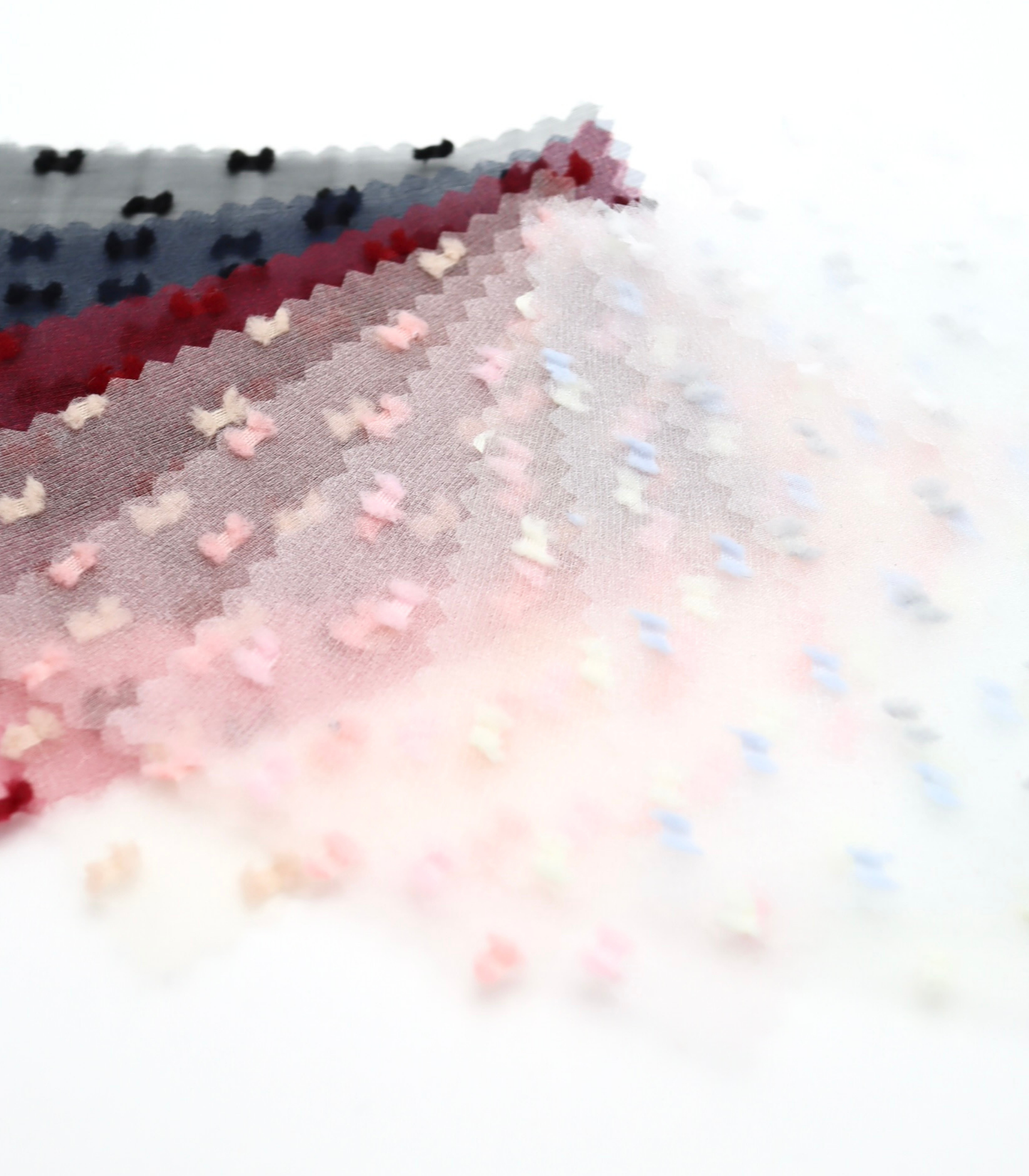 【25SS-375】フリンジドットジャガードシボオーガンジー　/0.5ｙあたり = ～715円