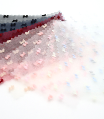 【25SS-375】フリンジドットジャガードシボオーガンジー　/0.5ｙあたり = ～715円