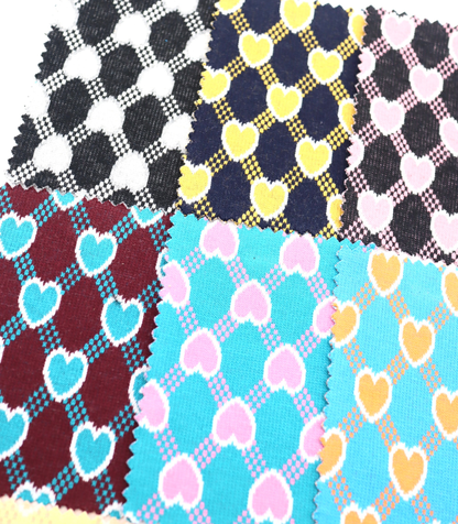【25SS-020】ハート×チェックジャガード二重織りニット　/0.5ｙあたり=～1125円
