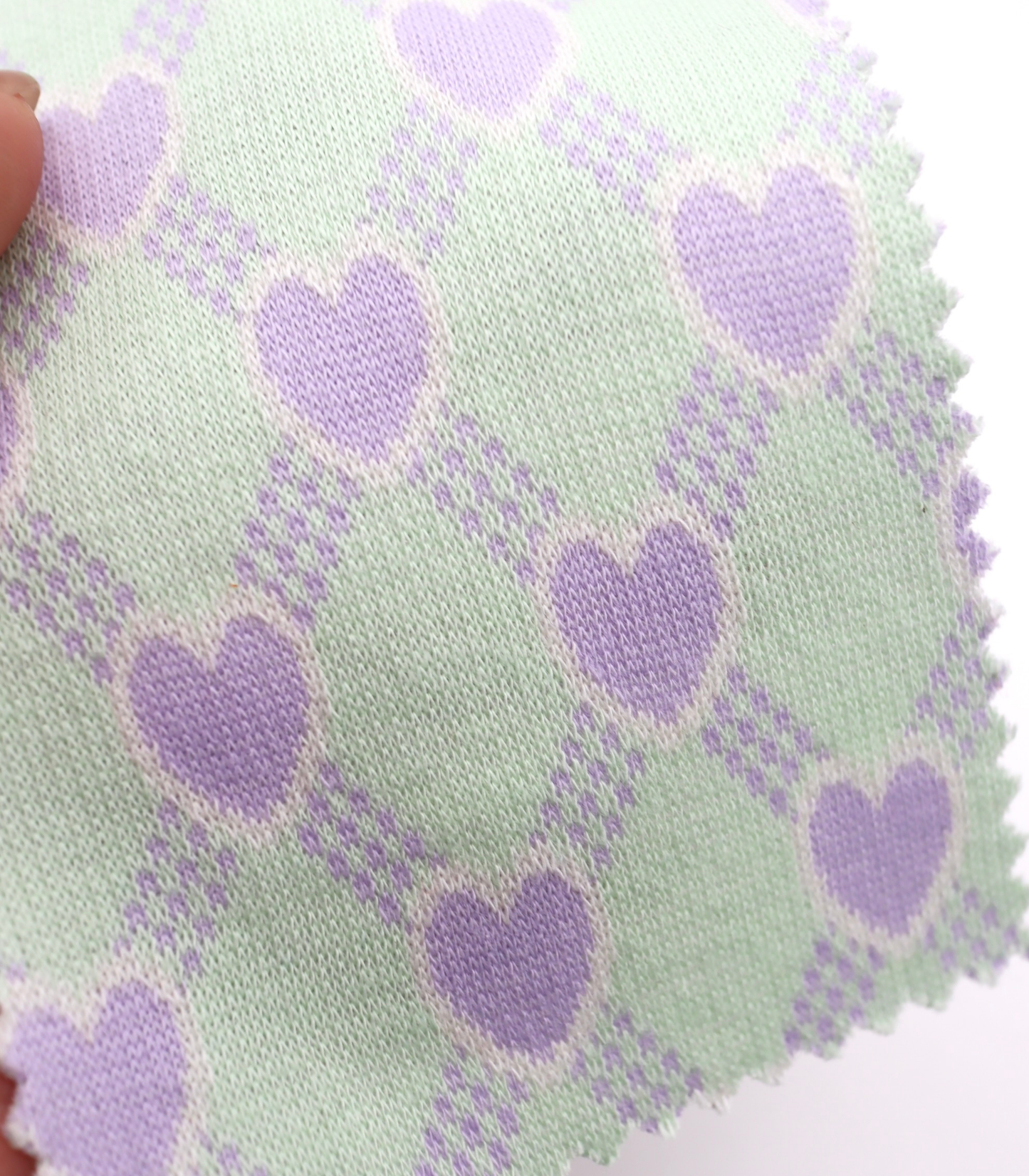 【25SS-020】ハート×チェックジャガード二重織りニット　/0.5ｙあたり=～1125円