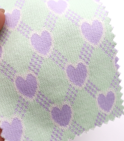 【25SS-020】ハート×チェックジャガード二重織りニット　/0.5ｙあたり=～1125円