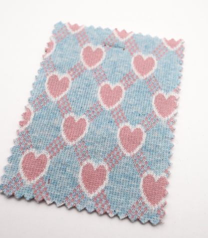 【25SS-020】ハート×チェックジャガード二重織りニット　/0.5ｙあたり=～1125円