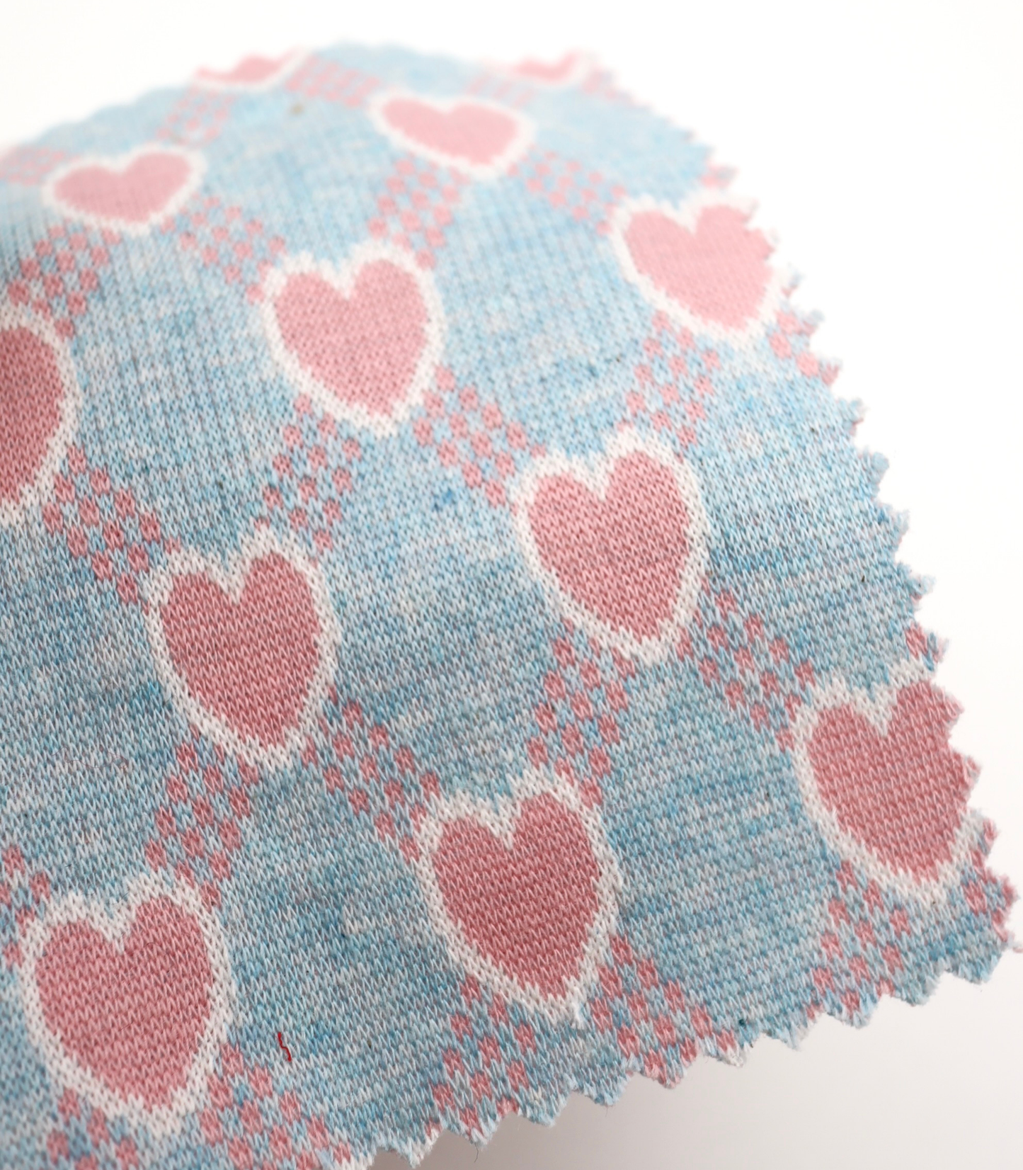 【25SS-020】ハート×チェックジャガード二重織りニット　/0.5ｙあたり=～1125円