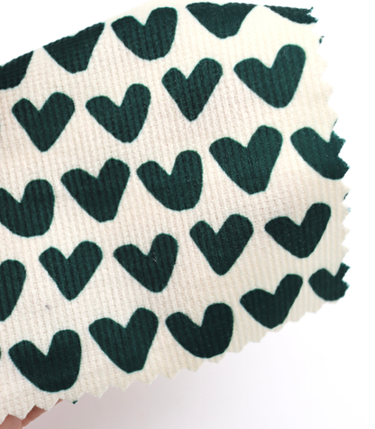 【25SS-026】ハートプリントコーデュロイ　/0.5ｙあたり=～735円