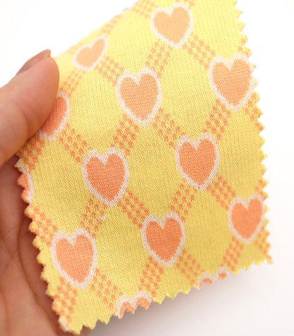 【25SS-020】ハート×チェックジャガード二重織りニット　/0.5ｙあたり=～1125円