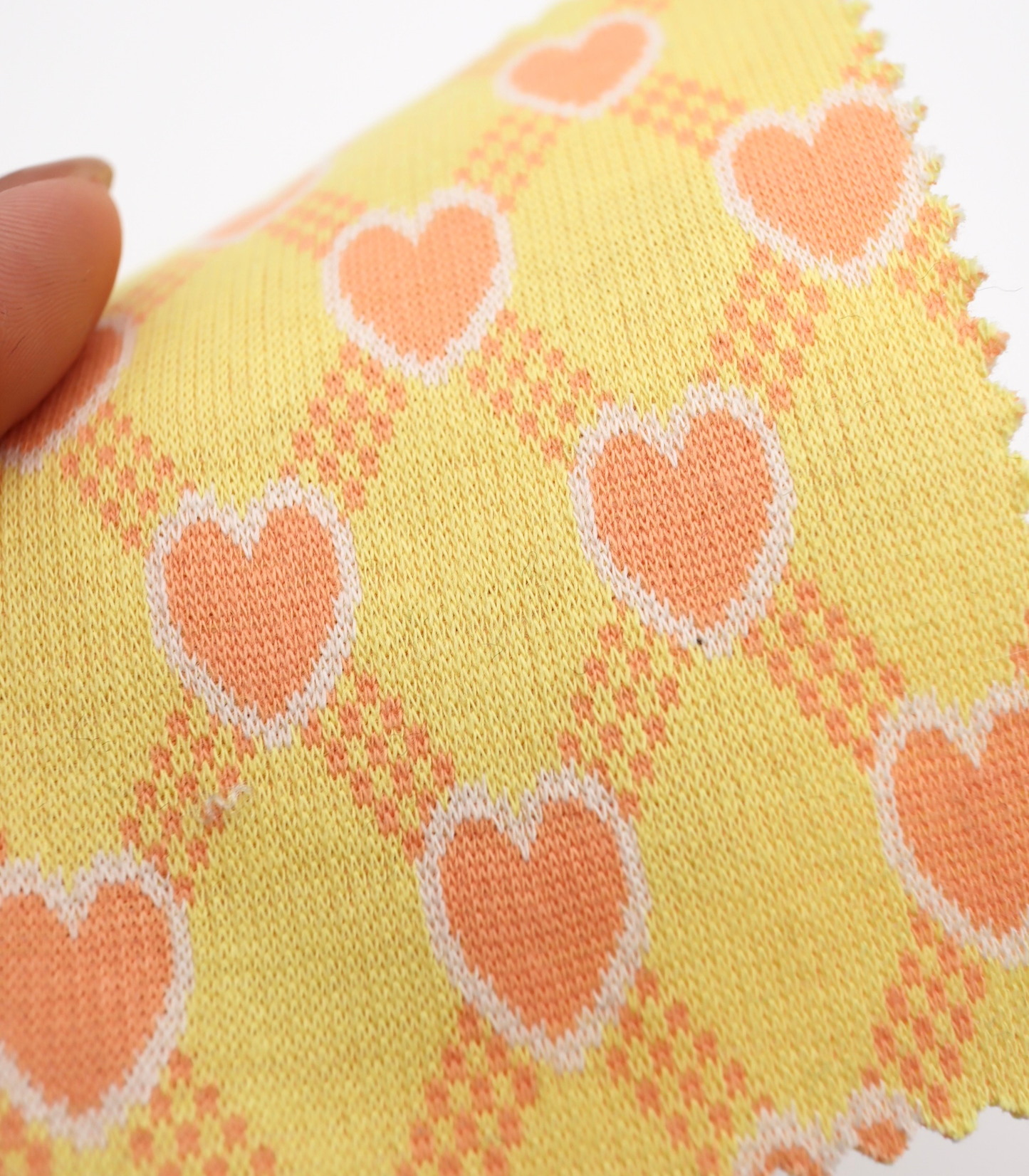 【25SS-020】ハート×チェックジャガード二重織りニット　/0.5ｙあたり=～1125円