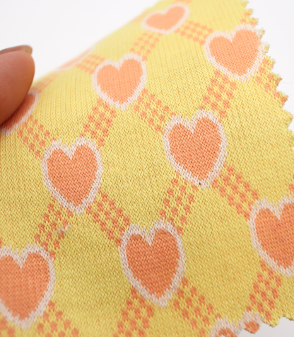 【25SS-020】ハート×チェックジャガード二重織りニット　/0.5ｙあたり=～1125円