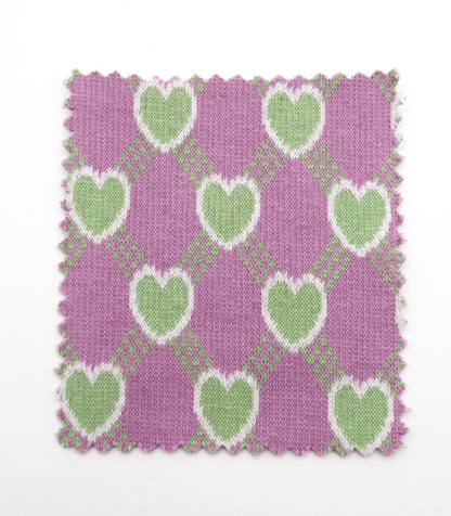 【25SS-020】ハート×チェックジャガード二重織りニット　/0.5ｙあたり=～1125円