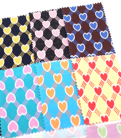 【25SS-020】ハート×チェックジャガード二重織りニット　/0.5ｙあたり=～1125円