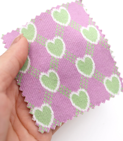 【25SS-020】ハート×チェックジャガード二重織りニット　/0.5ｙあたり=～1125円