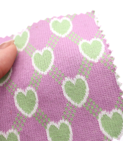 【25SS-020】ハート×チェックジャガード二重織りニット　/0.5ｙあたり=～1125円