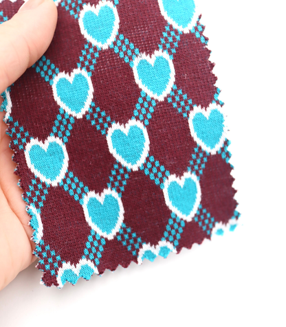 【25SS-020】ハート×チェックジャガード二重織りニット　/0.5ｙあたり=～1125円