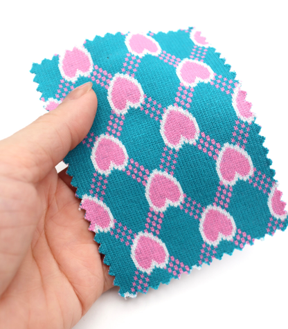 【25SS-020】ハート×チェックジャガード二重織りニット　/0.5ｙあたり=～1125円