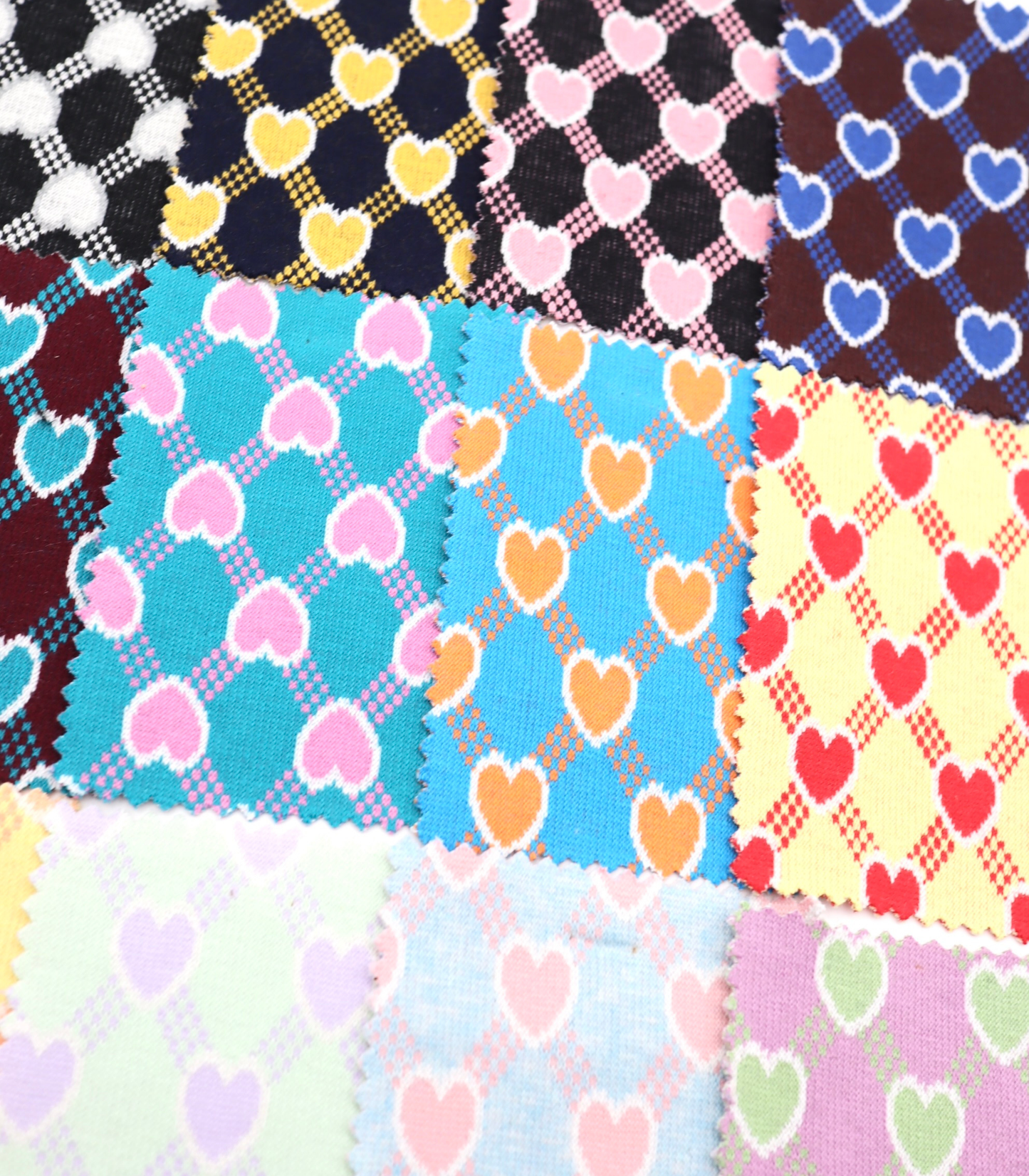 【25SS-020】ハート×チェックジャガード二重織りニット　/0.5ｙあたり=～1125円